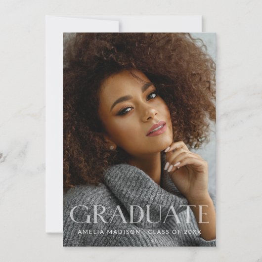 Faire-part Gras moderne blanc transparent texte Grad photo (Devant)