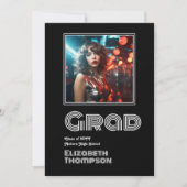 Faire-part Gras Retro Disco Graduation Photo (Devant)