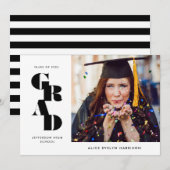 Faire-part Gras Serif - Diplôme photo unique (Devant / Derrière)