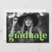 Faire-part Gras Typographie Lime Green Photo Graduation (Devant)