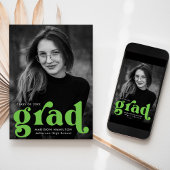 Faire-part Gras Typographie Lime Green Photo Graduation