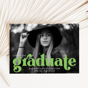 Faire-part Gras Typographie Lime Green Photo Graduation