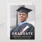 Faire-part Gras White Typographie Photo Graduation (Devant)