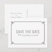 Faire-part Gray Deco Chic Enregistrer la date Carte postale (Devant / Derrière)