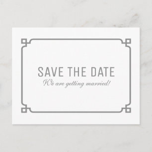 Faire-part Gray Deco Chic Enregistrer la date Carte postale