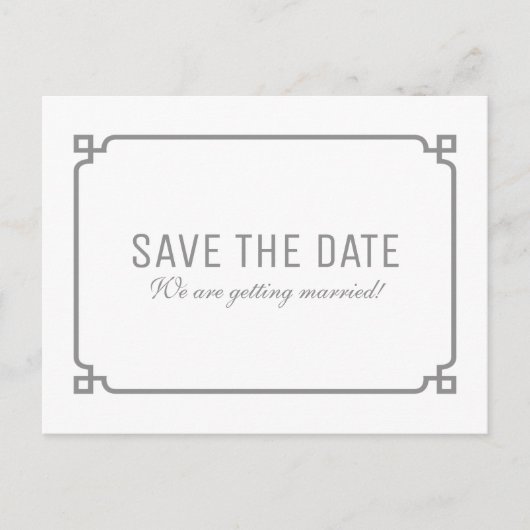 Faire-part Gray Deco Chic Enregistrer la date Carte postale (Devant)