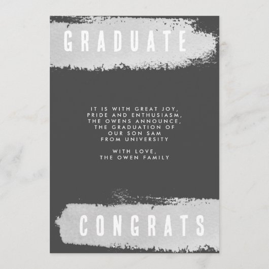 Faire-part GRAY GRAY moderne SPLASH Graduation de la photo GR (Dos)