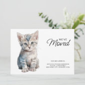 Faire-part Gray Kitten Chat Déménager Nouvelle Maison Nous av (Debout devant)