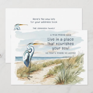 Faire-part Great Blue Heron Beach Scene Nouvelle adresse