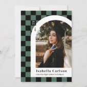 Faire-part Green À damiers Arch Photo Graduation (Devant)