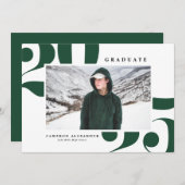 Faire-part Green Bold Typographie 2024 Diplôme photo (Devant / Derrière)