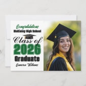 Faire-part Green Class of 2026 Graduate Photo Graduation (Devant)