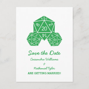 Faire-part Green D20 Dice Enregistrer la carte postale Date