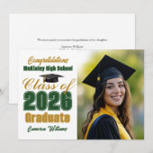 Faire-part Green Gold Class of 2026 Photo Graduation (Devant / Derrière)