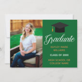 Faire-part Green Gold Graduation Photo 2025 Graduate (Devant)