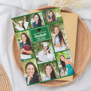 Faire-part Green Graduate Photo Collage Moderne Graduation
