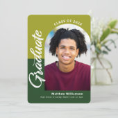 Faire-part Green Graduation 4 Photo Bold Arch Script Moderne (Debout devant)