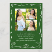 Faire-part Green Hand Drawn Doodles Graduation 4 Photo White (Dos)
