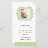 Faire-part Green Stylish Frame Photo Annonces de naissance (Devant / Derrière)