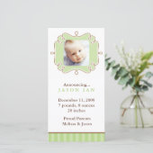 Faire-part Green Stylish Frame Photo Annonces de naissance (Debout devant)