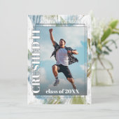 Faire-part Green Turquoise Blue Grey Graduation (Debout devant)