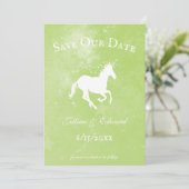 Faire-part Green Unicorn Enregistrer La Date Annonce (Debout devant)