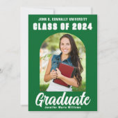 Faire-part Green White Graduate Photo Moderne Gras Graduation (Devant)