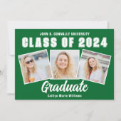 Faire-part Green White Graduation Photo Collage 2025 Graduate (Devant)
