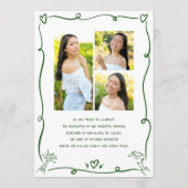 Faire-part Green White Hand Drawn Doodles Graduation 4 Photo (Dos)