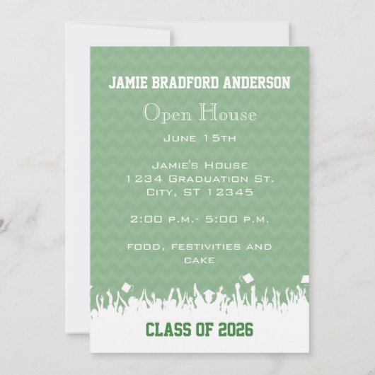 Faire-part Green Zig Zag Senior 3 Photos Classe de (Dos)