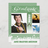 Faire-part Green Zig Zag Senior 3 Photos Classe de (Devant / Derrière)