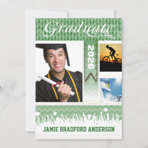 Faire-part Green Zig Zag Senior 3 Photos Classe de