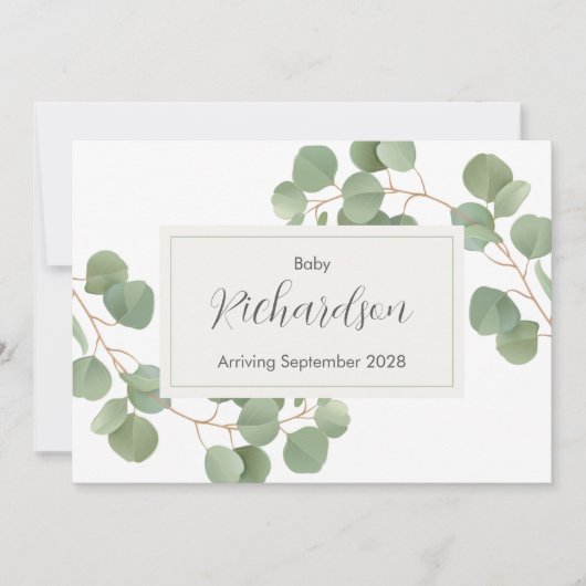 Faire-part Greenery Eucalyptus Pregnancy Announcement Card (Devant)