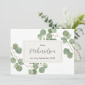 Faire-part Greenery Eucalyptus Pregnancy Announcement Card (Debout devant)