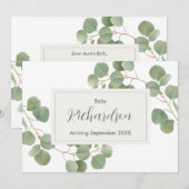Faire-part Greenery Eucalyptus Pregnancy Announcement Card (Devant / Derrière)