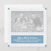 Faire-part Grille bleue (Devant / Derrière)