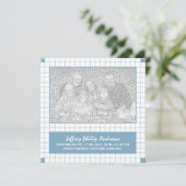 Faire-part Grille bleue (Debout devant)