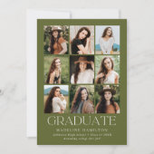 Faire-part Grille moderne Olive Green 9 Photo Collage Graduat (Devant)