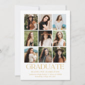 Faire-part Grille moderne Or 9 Photo Collage Graduation (Devant)