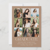 Faire-part Grille moderne Tan 9 Photo Collage Graduation (Devant)