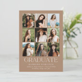 Faire-part Grille moderne Tan 9 Photo Collage Graduation (Debout devant)