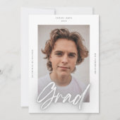 Faire-part Gris Blanc Neon Mod GRAD Photo College University (Devant)