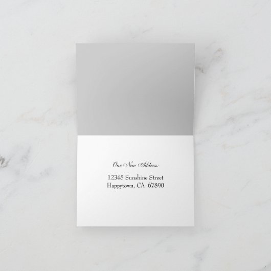 Faire-part Gris Gris Gris Noir Strips Just Moved Card (Intérieur)