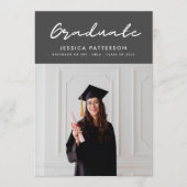 Faire-part Gris Moderne Diplômé Editable Graduate (Devant)