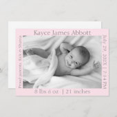 Faire-part Gris moderne sur la naissance rose Pastel (Devant / Derrière)