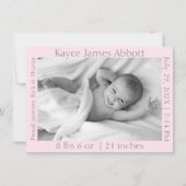 Faire-part Gris moderne sur la naissance rose Pastel (Devant)