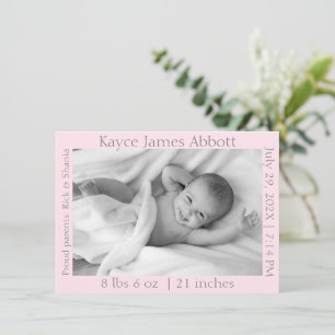 Faire-part Gris moderne sur la naissance rose Pastel