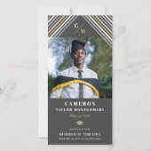 Faire-part Gris Or moderne Diagonal Grilles Photo Graduation (Devant)