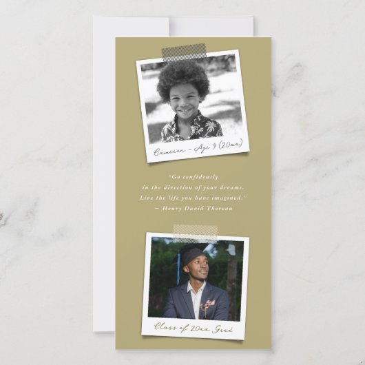 Faire-part Gris Or moderne Diagonal Grilles Photo Graduation (Dos)