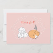 Faire-part Gris rose Floral Bois Animaux Bébé Fille Naissance (Dos)